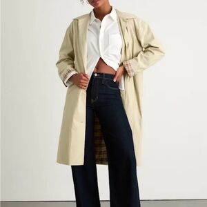 NWT Lulus Beige Twill Capsule Wardrobe Minimalist Basics Work WearTrench Coat